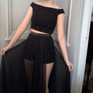 FINAL SALE Black Sherri Hill Prom Dress Size 0